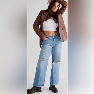 Free People High-Rise Light Blue Distressed Jeans